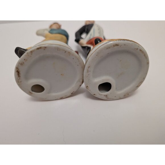 Vintage Porcelain Clown Figurines Set Of 2 Hand-Painted 6" Tall With Gold Trim D - Picture 4 of 6